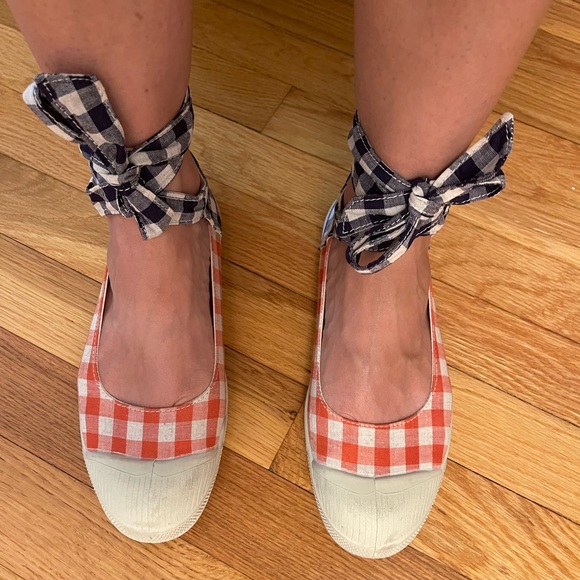 Bensimon Gingham Print Color-block Ankle-Wrap Sneaker - Picture 1 of 14